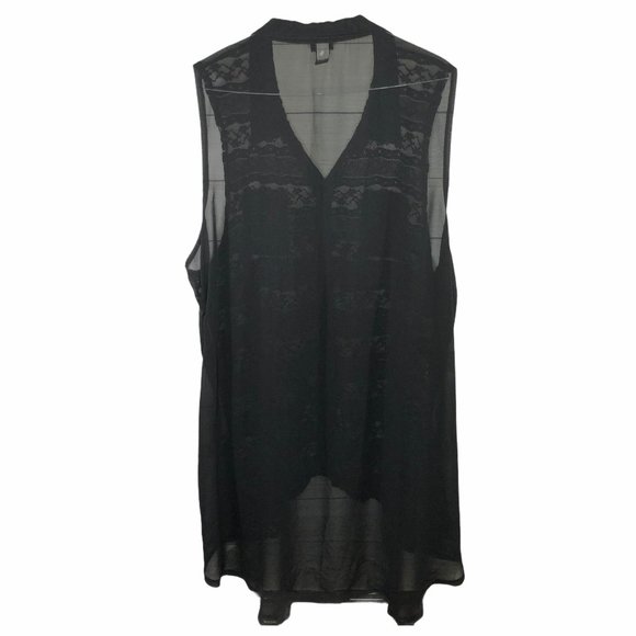 Torrid Black Sheer Lace Chiffon Hi-Lo Top - Picture 1 of 8